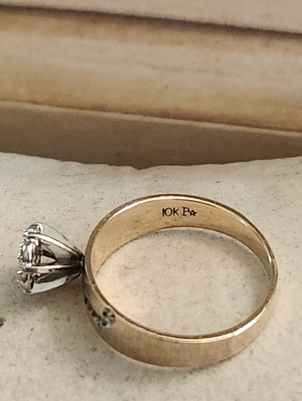 1970s GTR 10K Yellow Gold Natural Diamond Flower Cluster Wide Band Ring Size 7 - Picture 10 of 14